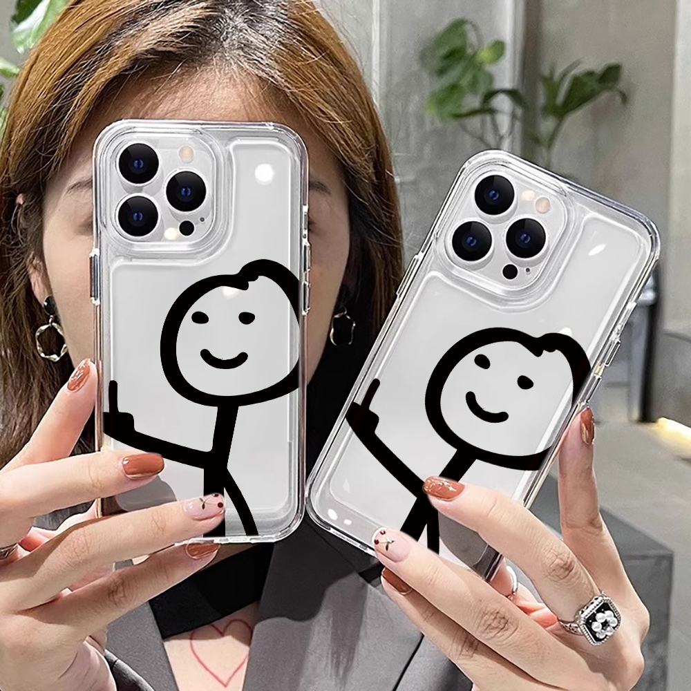 Phone Cases Drawing - Modern Style Line Drawing Stickman Clear