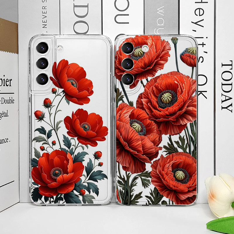Phone Cases Samsung - Poppy Flower Bloom Hot Red Floral