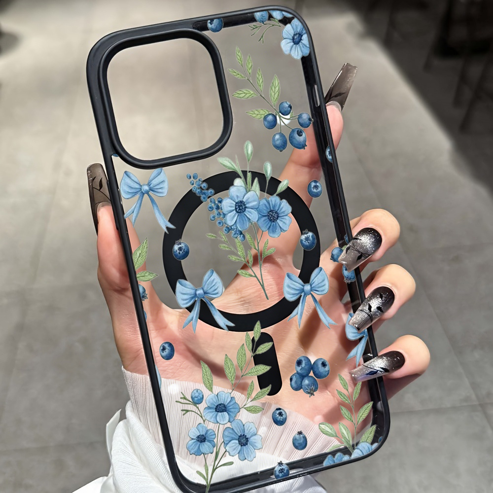 Phone Cases Clear - Blueberry Floral Clear Case For iPhone