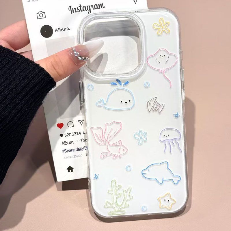 Phone Cases Drawing - Line Drawings Of Small Seabed Animals