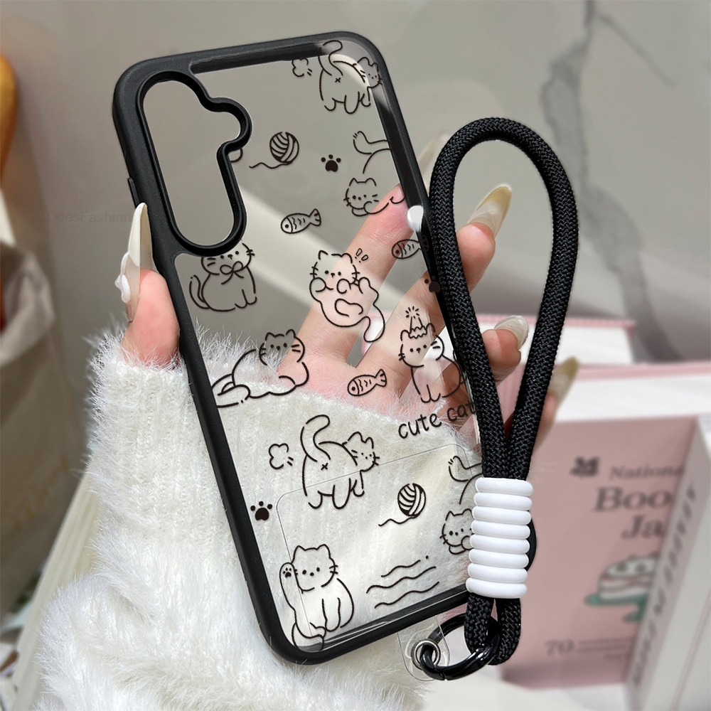 Phone Cases With Loop - Cartoon Cat Phone Case For Samsung