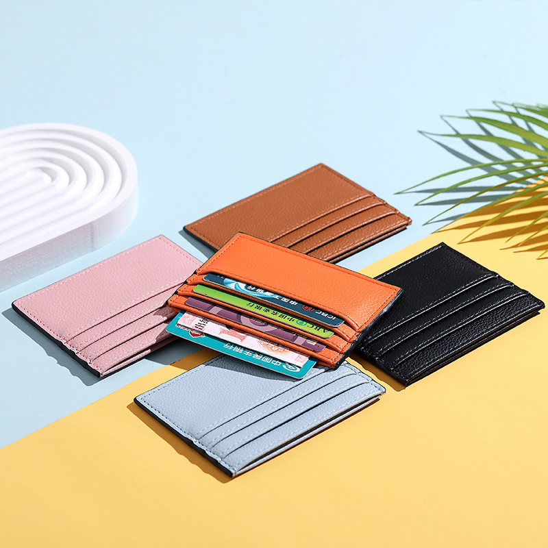 Slim Card Slot Case - Ultra-thin PU Leather Mini Wallet Slim