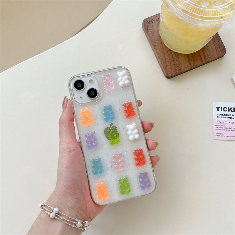 Cute 3D Colorful Bear Drop Glu - Phone Cases Drop Proof review and price