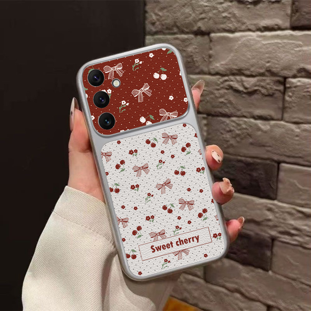 Red Cherry Bow And Flower Leat - Phone Cases Leather review and price