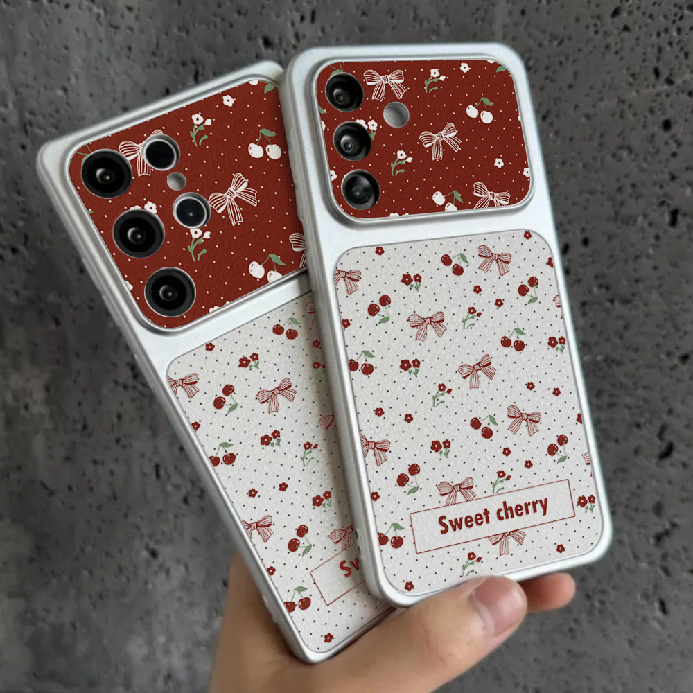 Red Cherry Bow And Flower Leat - Phone Cases Leather review and price