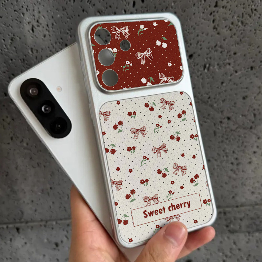 Red Cherry Bow And Flower Leat - Phone Cases Leather review and price