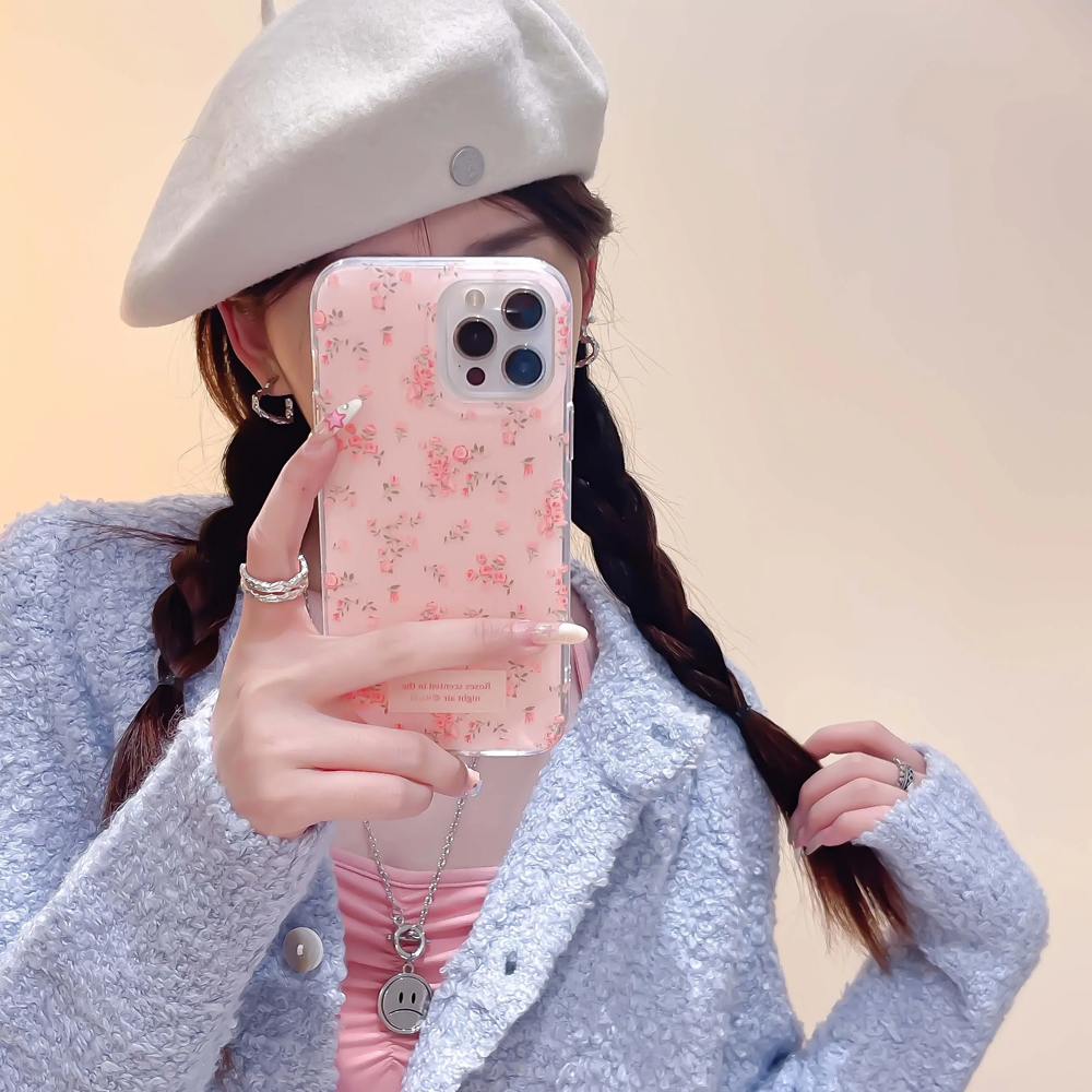 Pink and Blue White Flowers Fl - Phone Cases Drawing review and price