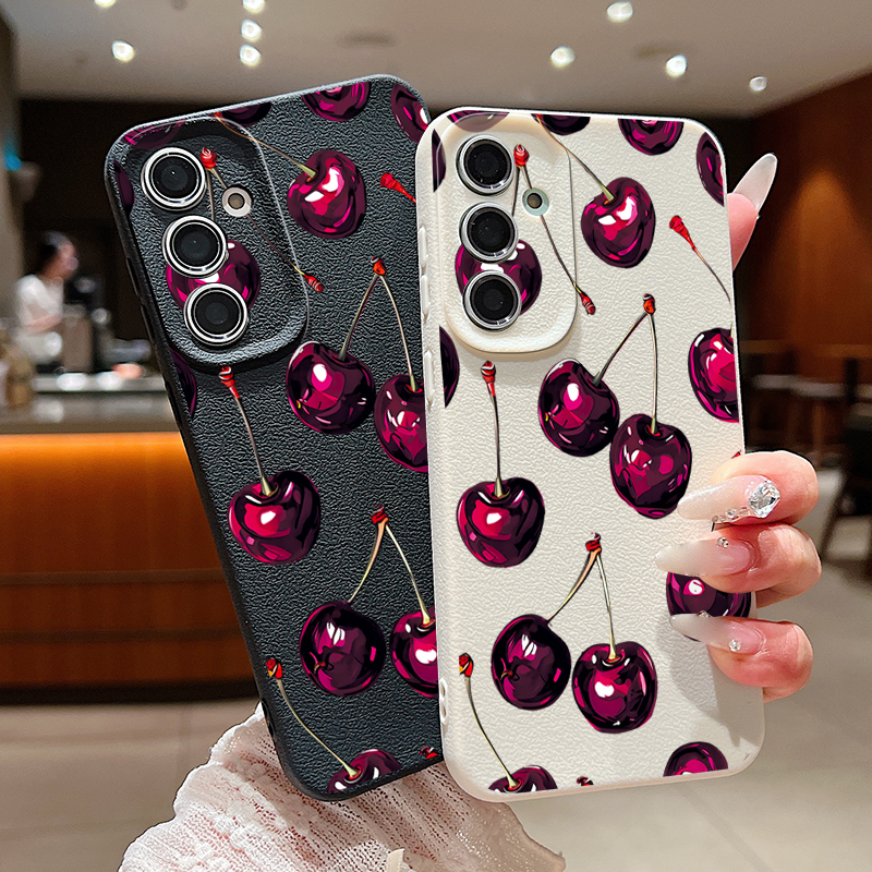 Wine Red Cherry Printed Phone  - Phone Cases Leather review and price