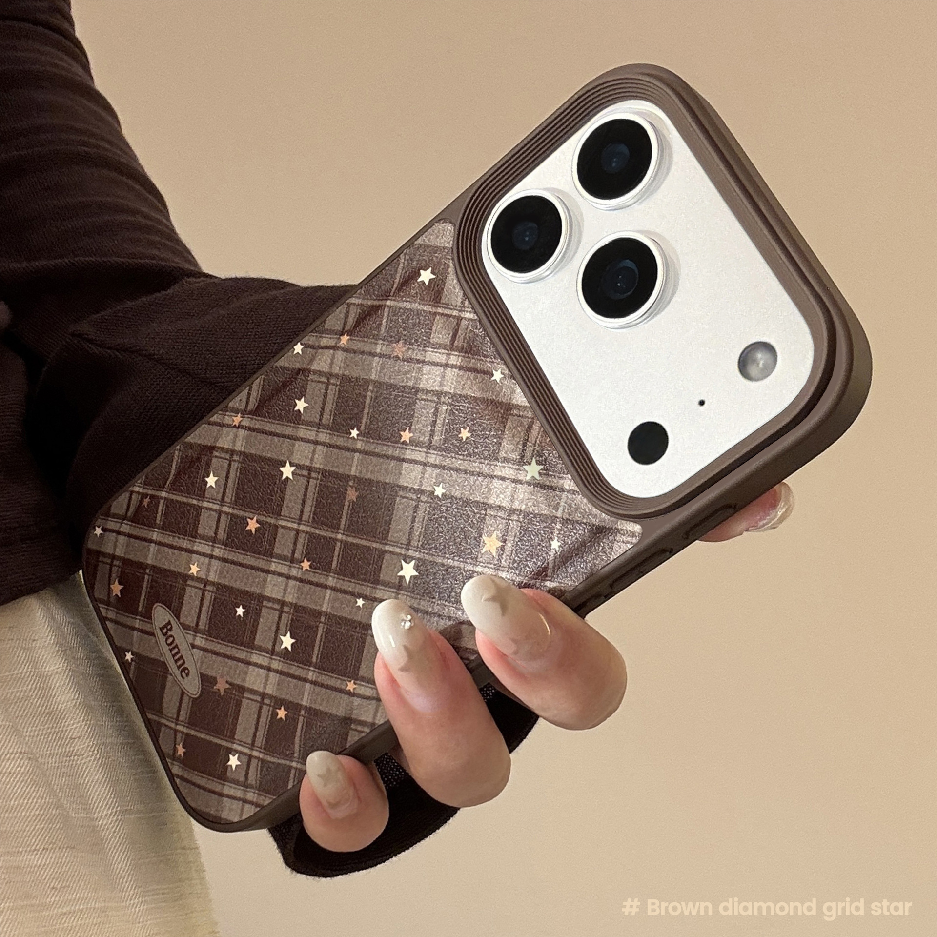 Korean Geometric Checkered Pat - Phone Cases Leather review and price