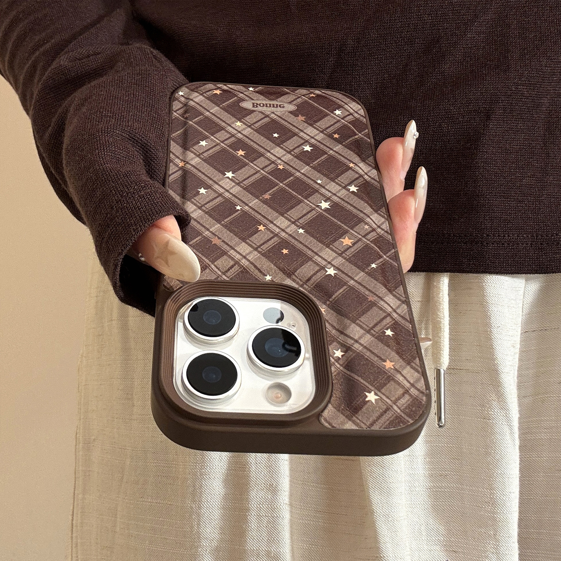 Korean Geometric Checkered Pat - Phone Cases Leather review and price