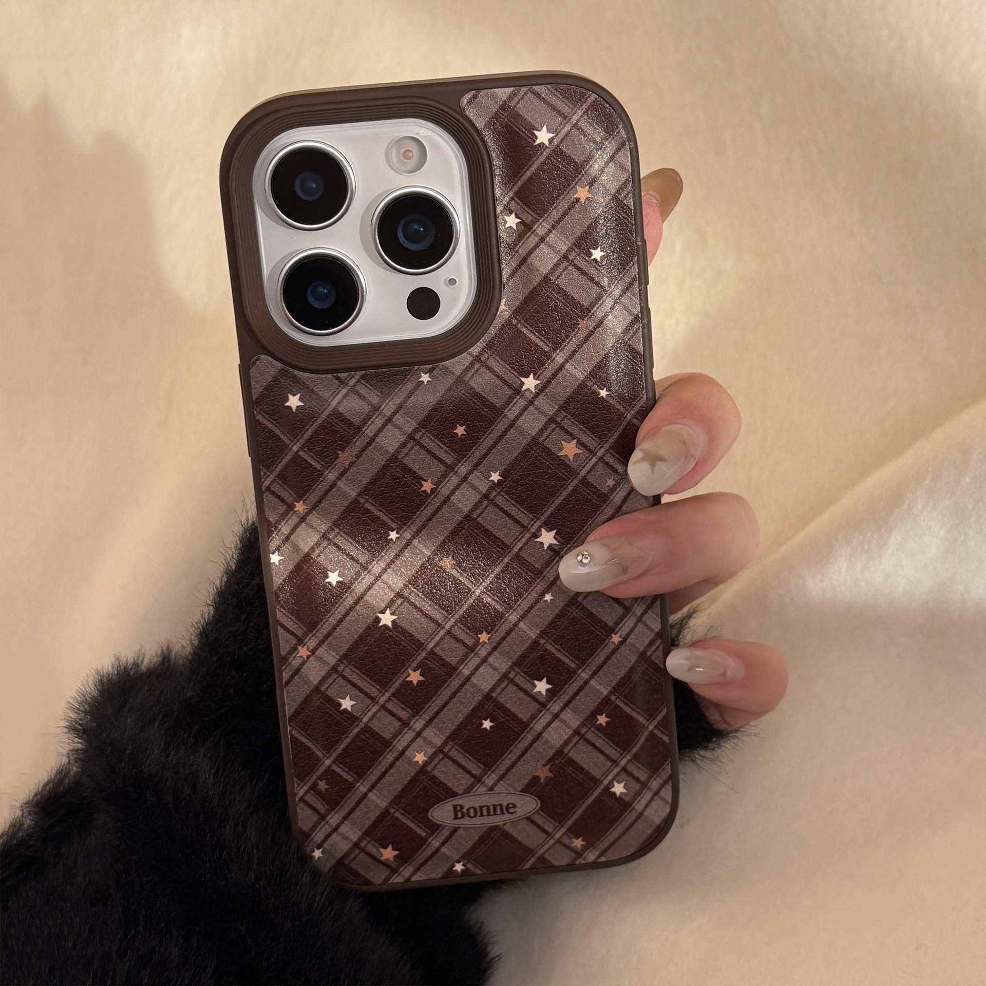 Korean Geometric Checkered Pat - Phone Cases Leather review and price