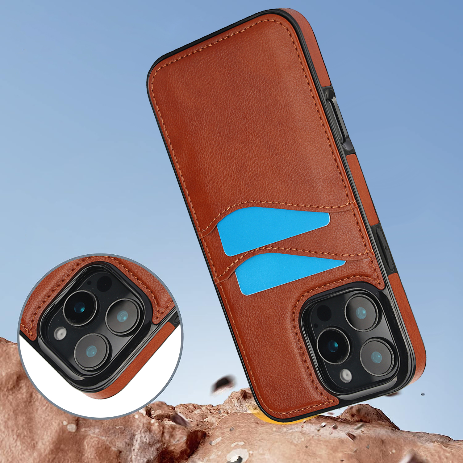 Shockproof Leather Credit Card - Slim Card Slot Case review and price