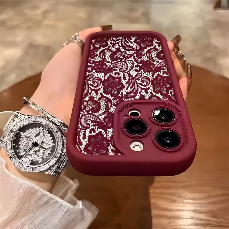 Red Lace Trendy Pattern Phone  - Phone Cases Trendy review and price