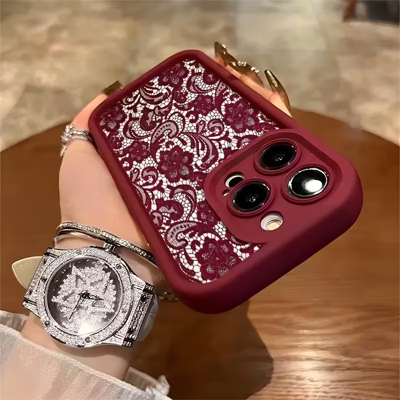 Red Lace Trendy Pattern Phone  - Phone Cases Trendy review and price