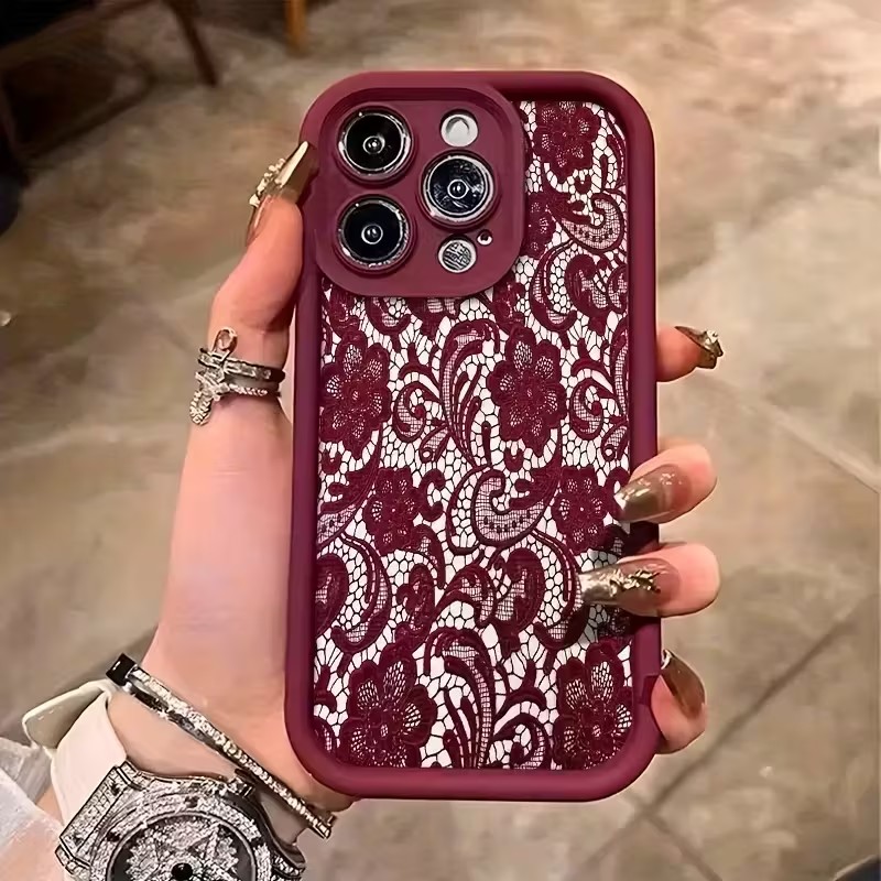 Red Lace Trendy Pattern Phone  - Phone Cases Trendy review and price