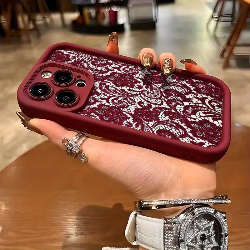 Red Lace Trendy Pattern Phone  - Phone Cases Trendy review and price