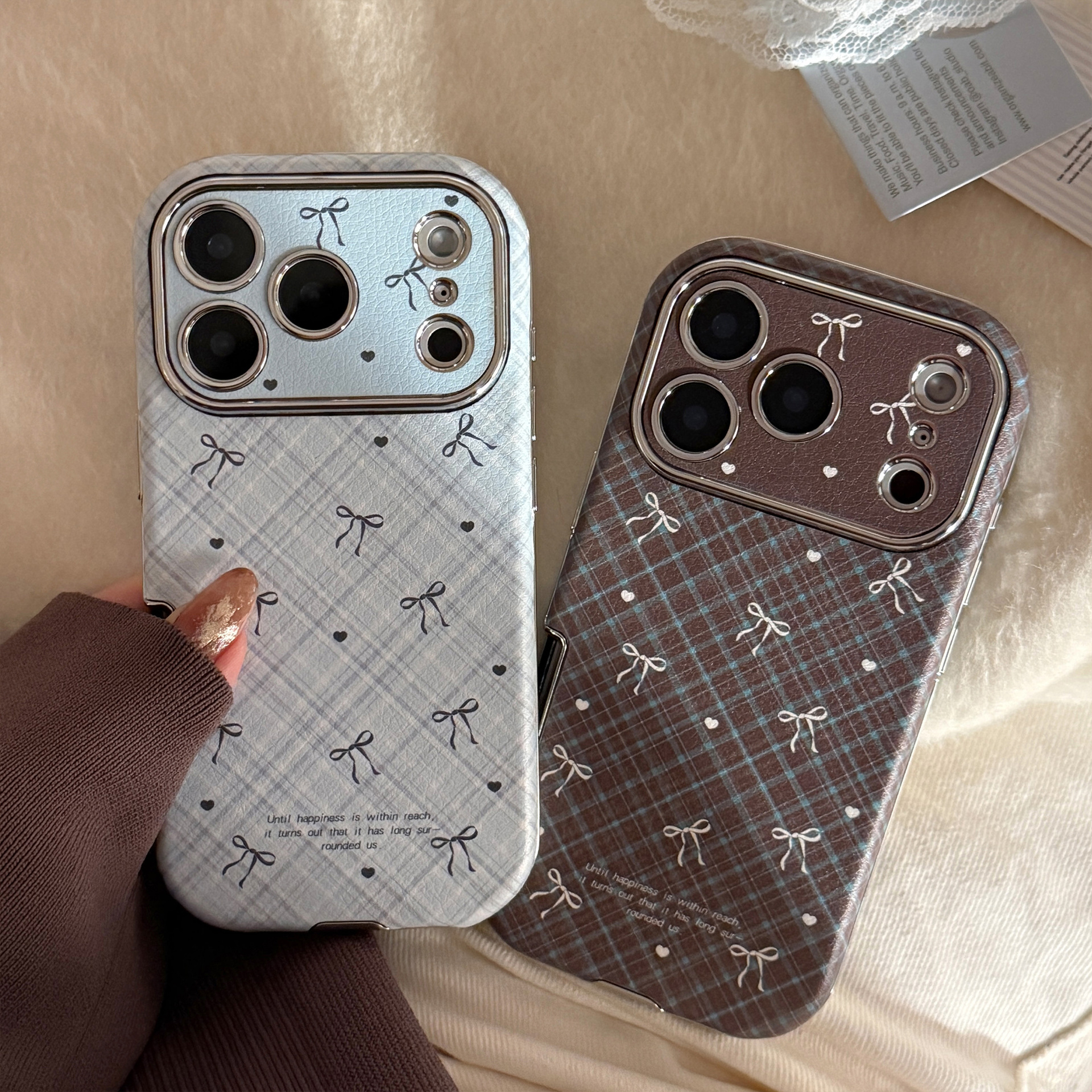 Korean Retro Plaid Grid Patter - Phone Cases Leather review and price